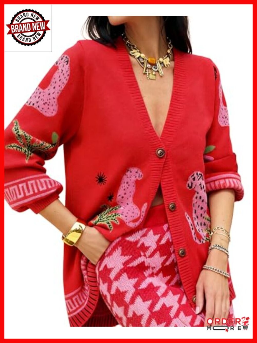 Women's Embroidery Printed Cardigan Sweater Knit Fall Outfit